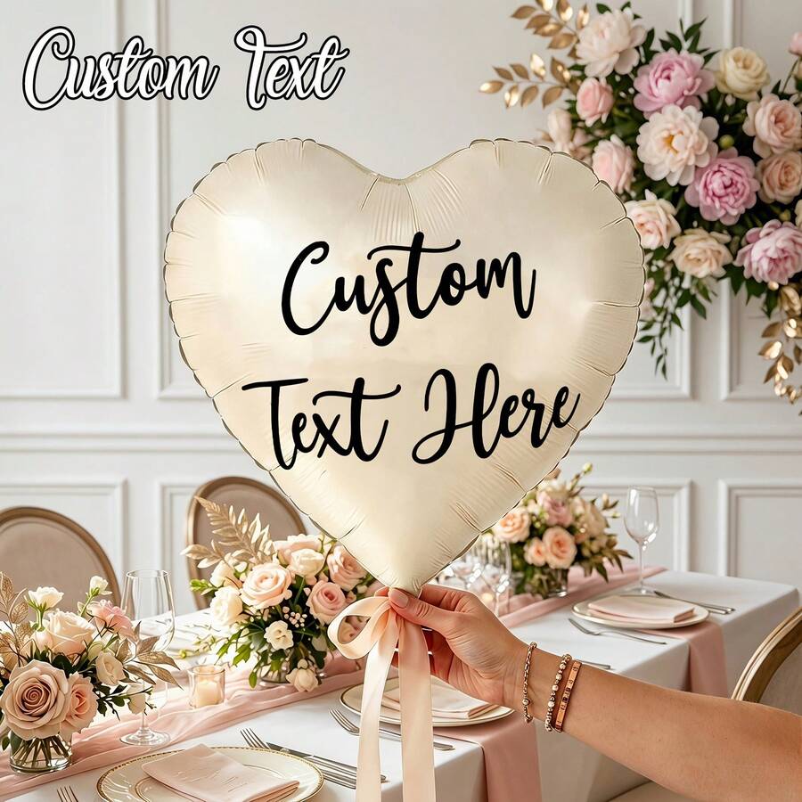 Customizable Foil Heart Balloon Personalized With Name, Matte Finish Mylar Balloon, Birthday Anniversary Party Decorations, Personalized Gift, Helium Balloon