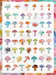 55Pcs Aesthetic Crystal Glass Mushroom PET Stickers, Waterproof Iridescent Fungi Decals, Journaling Scrapbook Sticker Set For Water Bottles Laptops Phone Cases Teens Girls - Crystal Mushroom - View 5