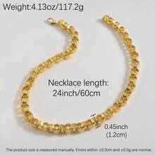 14K鍍金銅厚款1.2cm圓環項鍊，男士日常派對穿搭，個性化風格飾品 - 金黃色 - 查看 5