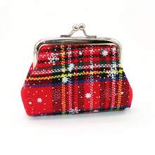 Christmas Clip Coin Purse Mini Coin Bag Fabric Small Wallet Plaid Coin Pouch, Suitable For Party Favors Storage/Cute Stuff/Christmas Stocking Fillers - Multicolor - View 8