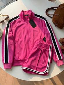 Women Two-Piece Outfits - Hot Pink - View 5