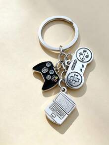 1pcGame Controller Keychain, Mini Gamepad & Laptop Charm Key Ring, Video Game Themed Keychain, Gamer Gift For Men Boys Backpack Pendant - Multicolor - View 3