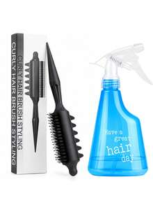 Curl Defining Brush And Spray Bottle Set, Curly Hair Styling Comb For Detangling, Smoothing And Curl Shaping, Pointed Tail Hair Sectioning Brush For Wavy Coily Thick Hair, Wet And Dry Curl Styling, Curl Separation And Hair Volume Styling - Multicolor - View 17