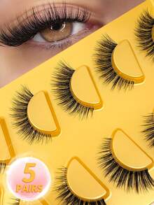 5 Pairs Transparent Delicate Natural FalseEyelashes Reusable, Lightweight & Comfortable,Create Charming Eye Makeup - Perfect For Daily Wear,Eyelash Strips, Eyelashes, False Eyelashes, Aesthetic - Multicolor - View 1