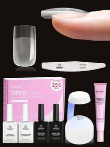 Beetles Tipex Lite Instant Nail Tips Kit, Short Square, 256pcs 16 Sizes All-In-One Beginner-Friendly DIY Kit With Dehydrator & Primer, Reinforced Apex, 20g Nail Glue, Mini UV Lamp, Base & Top Coat - Multicolor - View 11