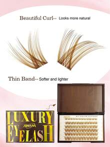 Sibeuna 72pcs Light Brown False Eyelashes 8-16mm Thin Natural Style,Light Brown Cluster Eyelash Extensions Brown Eyelash Roots Daily Wear Natural Enhancement Easy To Apply ﻿ - D - View 6