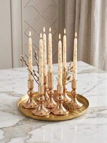 Minimalist Chic Exquisite Iron Candle Holder – Simple Textured Candle Stand, Fits Various Pillar Candle Sizes, Perfect For Home Decor, Room Decor, Party & Holiday Decor, Office Styling, Living Room Accessory, Also Ideal As Wedding & New Year Gift - Fashionable - View 1