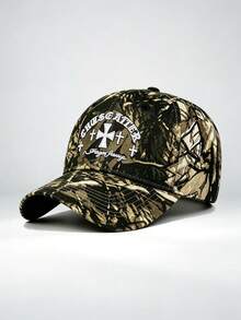 1PC Neutral Camouflage Baseball Cap, A 3D Cross And Gothic Letter Embroidery Dad Cap, With Adjustable Design, Suitable For Mountain Climbing, Street, Outdoor And Sun Protection Hats. - Multi-color - View 4