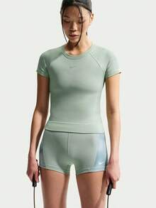 Nike Women's AS W NP DF SMLS SS TOP Short Sleeve T-Shirt Knit Collarless Short TIM9973-006 - Water Clear Green - View 1