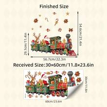 1PC Christmas Train Window Sticker, Santa Claus Reindeer Gingerbread Man Candy Cane Holly Star Gift Window Decor For Kids Room Shop Window Home Party - Multicolor - View 5