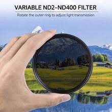 Variable ND2-ND400 Neutral Density Camera Lens Filter, Multi-Coated Optical Glass With Aluminum Frame, Adjustable Thread Mount, 37/40.5/43/46/49/52/55/58/62/67/72/77/82mm Thread Options, 1 Filter With Plastic Case - View 6