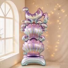 1pc 150cm Extra Large Base Purple Shell Fish Tail Seahorse Cartoon Design Birthday Party Decoration Toy Balloon - View 4