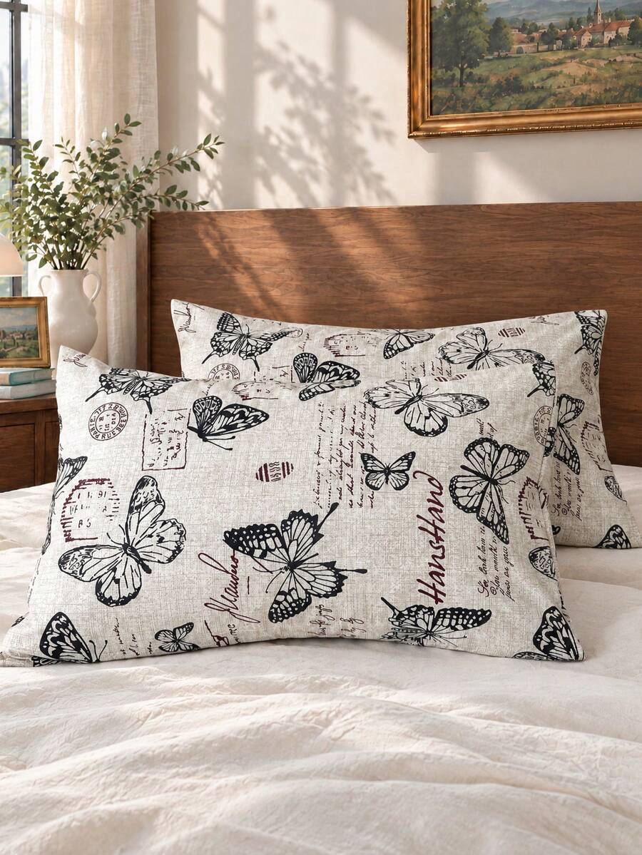 1 pièce taie d'oreiller enveloppe papillon 100 % polyester, sans remplissage.