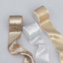 Metallic Faux Fur Trim Ribbon With Frayed Edge Design, Suitable For INS-Style Bouquets, Wedding Decor, Tassels And Bows - Multicolor - View 1