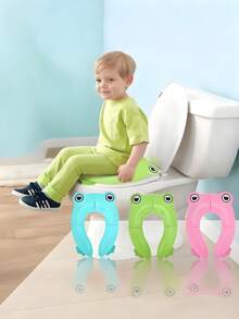 1pc Cartoon Frog-Themed Kids' Toilet Seat / Baby Potty Training Seat / Newborn Essential / Potty Training / Kids' Travel Essential – Material: PP - Multicolor - View 2