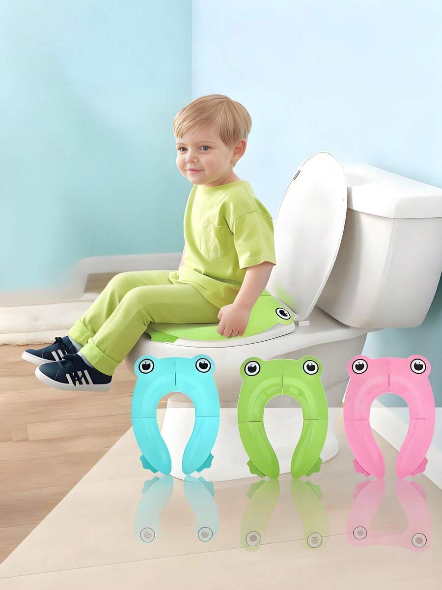 1pc Cartoon Frog-Themed Kids' Toilet Seat / Baby Potty Training Seat / Newborn Essential / Potty Training / Kids' Travel Essential – Material: PP
