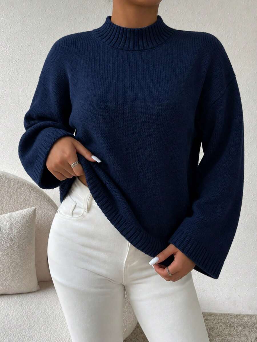 Women's Fashion Long Sleeve Knit Base Layer Top, Autumn/Winter New Soft Loose Sweater In Gentle Style