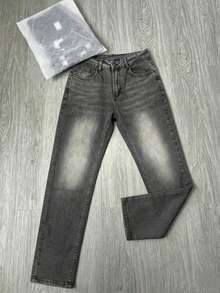 Men's Grey Stretch Slim Fit Denim Jeans, Y2K Street Casual Denim Pants - Grey - View 2