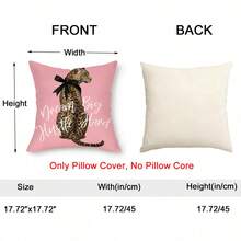 2pcs/Set Leopard Print Pink Decorative Pillow Covers, Inspirational Cheetah Pattern, "Dream Big, Work Hard" Text Print, 45x45cm Single-Sided Printed Cushion Covers, Suitable For Porch Outdoor Home Decor, Modern Sweet Cool Style, Girls Room Sofa Pillow Covers, Pillow Inserts Not Included - Multicolor - View 3