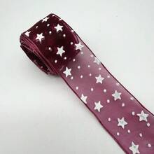 5yards 25mm Organza Ribbon Printed Stars Ribbon For Bow Christmas Wedding Decoration DIY Sewing Craft - Stars Ribbon - View 13