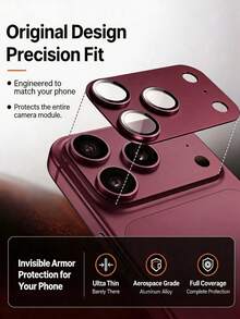 1片 [2026新款] 360°全覆蓋 9H防碎鋼化玻璃螢幕保護貼，相容 iPhone 18 Pro Max/18 Pro/17 Pro Max/17 Pro，高畫質高透明度，AR防眩光、防刮、防指紋，薄型設計相容手機殼，多色可選（黑色/酒紅/藍色/銀色） - 紅色 - 查看 4