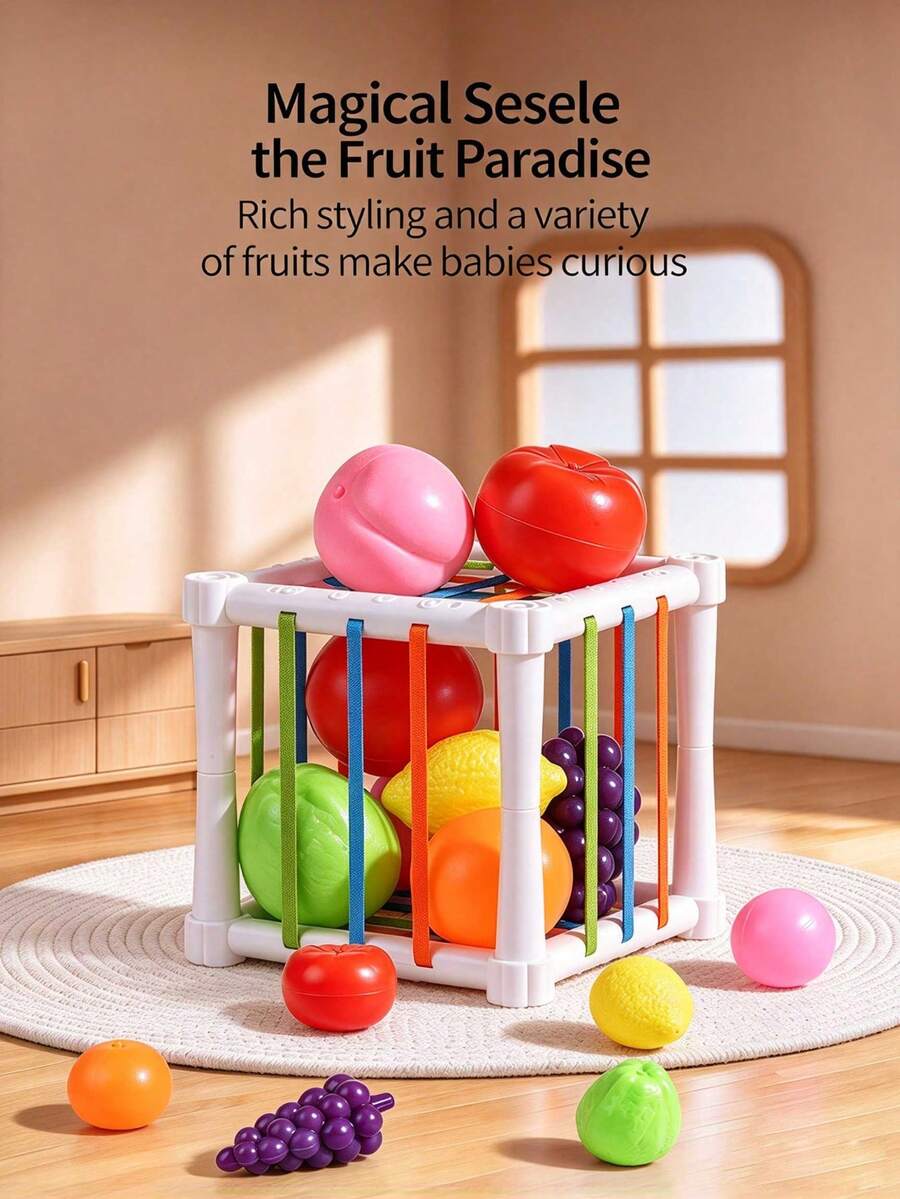 (Square Fruit) Rainbow Stacking Cups, With 6 Cups Of Different Shapes And Sounds/Accessories Color, Pattern, Size, And Packaging Are Random