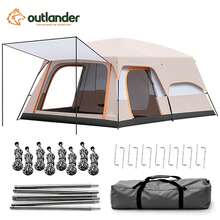 Barraca de Camping 2 Quartos para 12-16 Pessoas, 430x305x200cm, Oxford 210T, Impermeável, Área de Sombrinha Frontal - Opção C, para 12 a 16 pessoas, 430*305*200 mm - Visão 10