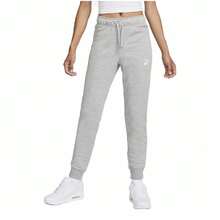 Celana training Nike warna polos dengan tali serut dan karet pinggang, gaya kasual dan serbaguna untuk wanita, warna abu-abu. - Light Grey - View 4