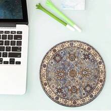 Round Mini Persian Carpet Pattern Mouse Pad Table Rug Anti-Slip Mat Desktop 20x20cm Game Computer Mat Desk Mat Rubber Waterproof Anti-Slip Gaming Esports User Keyboard Mousepad - View 12