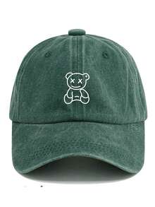 2/1Pc Printed Animal Bear Vintage Washed Baseball Cap Distressed Adjustable Couple Casual Sun Protection Hat For Women And Men,For Beach,Travel - Multicolor - View 9