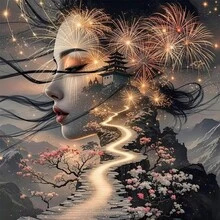 1PC DIY 5D Diamond Painting Kit Human Face Landscape Pattern - Round Full Diamond Art Mosaic Craft, Home Wall Decor, Unframed - No Frame - View 8