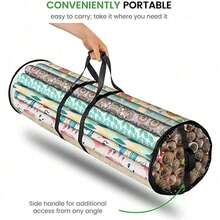 2pcs Gift Packaging Storage Bag, PVC Packaging Paper Storage Bag With Top And Side Handles, Wear-Resistant Portable Tubular Container, Convenient Multipurpose Storage For Christmas Gift Wrapping, Cosmetics, Crafts, Office Organization - Multicolor - View 6