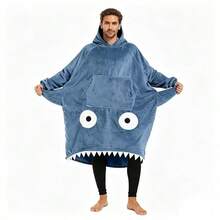 Cute Shark Wearable Blanket, Unisex Shark-Shaped Hooded Blanket, Funny Hooded Blanket With Sleeves, Fun Gift - Multicolor - View 11