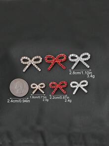 6pcs/Pack Rhinestone Bowknot Decorative Buckle, Multicolor Rhinestone Metal Bowknot Buckle For Dress, Shacket, DIY Clothing Accessories - Multicolor - View 5