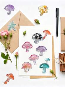 55Pcs Aesthetic Crystal Glass Mushroom PET Stickers, Waterproof Iridescent Fungi Decals, Journaling Scrapbook Sticker Set For Water Bottles Laptops Phone Cases Teens Girls - Crystal Mushroom - View 6