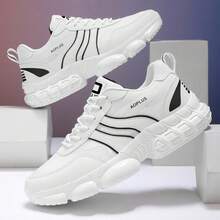 Women's Mesh Comfortable Breathable Solid Color Thick Sole Height Increasing Daily Commute Casual Sports Shoes - White - View 12