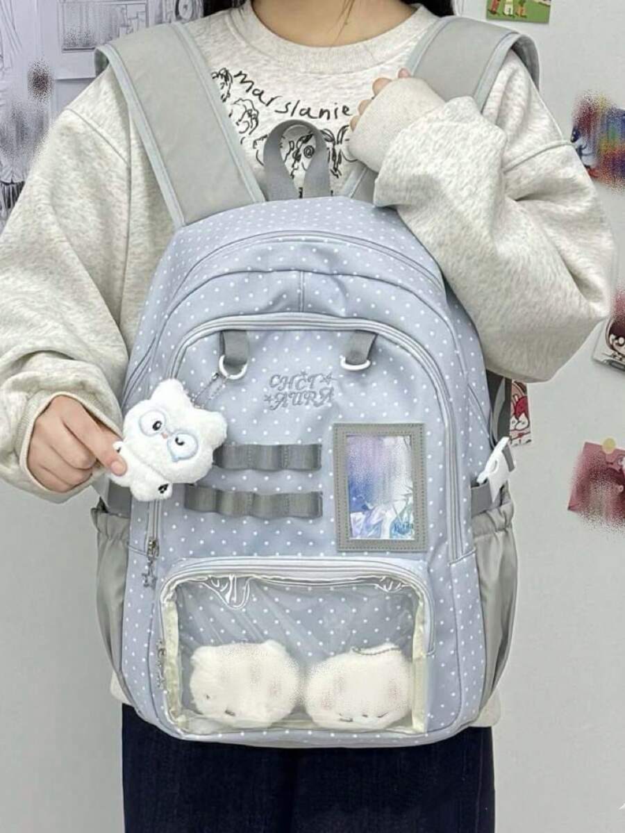 Ransel Mini Wanita, Ransel Transparan Lucu, Ransel Mini untuk Mahasiswa, Papan Pajang Lencana DIY, Ransel Gaya Kampus dari Nilon, Produk Baru, Hadiah Kembali ke Sekolah/Anime/Ransel Penggemar Konser, Gaya Feminin