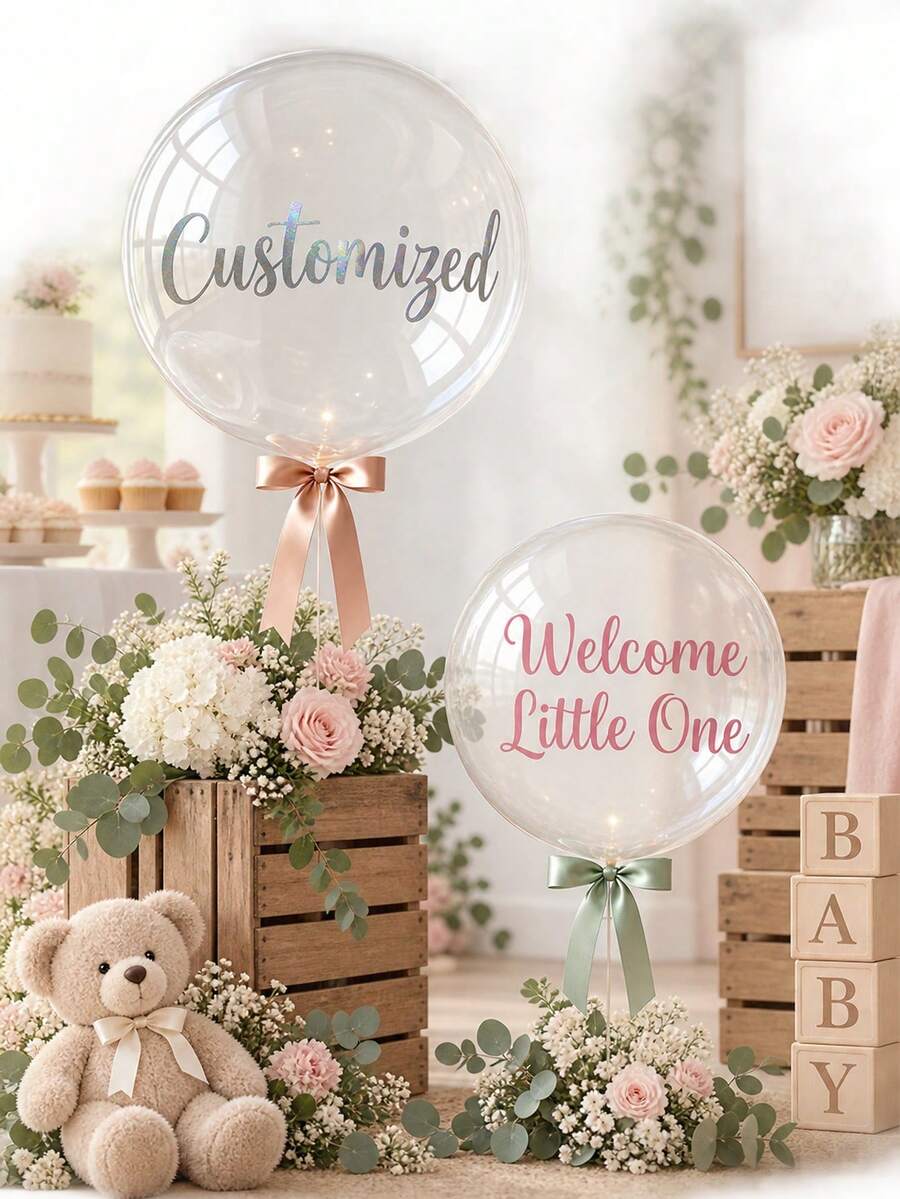 Customized Personalized Stickers, Text Transfer Labels, Applicable To Party Balloon Surfaces, Bicycle Handlebars, Chainwheel Panels And Other Smooth Surfaces, Durable, Wedding Decoration, Party Decoration (Balloons Not Included)
