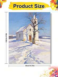 The Church In The Snow Paint By Numbers Kit For Adults Frameless Acrylic Canvas Art, DIY Home Decor, Great Gift Idea For Birthdays, Holidays Gifts. - Sets - View 11