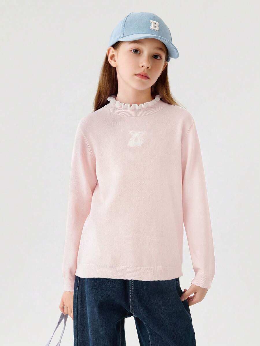 Balabala Girls Winter Knit Sweater Tween Girl Pullover For Tween Girl And Pre-Teens Warm Long Sleeve Knitwear - Pink - View 1