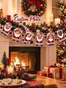 Santa Claus Photo Paper Hanging Banner, Blank Photo Insertable Santa Claus Hollow Hanging Ornament Garland, Christmas Multi-Purpose Wall Hanging Decor, Suitable For Party, Fireplace And Window Display - Multicolor - View 3