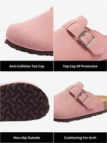 CAMEL CROWN Women's Summer Commute Vintage Fashion Versatile Slip-On Cork Sole Birkenstock-Style Shoes - Pink - View 5