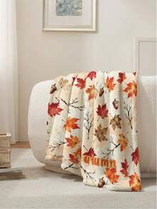 1pc Customized Flannel Blanket With Photo And Text, Office Nap Blanket, Comfortable Blanket, Mother's Day, Father's Day Gift For Parents, Bedding Blanket, Bed Customized Blanket, Customized Text Blanket, Home Personalized Customized Blanket - Multicolor - View 4