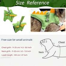 Turn Your Hedgehog Into A Little Dinosaur Soft Adjustable Walking Harness And Leash, Suitable For Small Pets - Multicolor - View 5