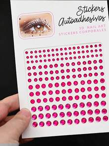 2Pcs Pink Purple Self-Adhesive Face Gems Stickers, Mixed Size 3D Round Shimmer Rhinestone Jewels, DIY To Create Butterfly Makeup Looks, Sparkly Face & Body Decorations For Music Festival, Rave Party, Cosplay, Christmas Makeup - Multicolor - View 5
