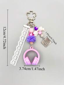 1pc Fashion Music Earphone Shaped Bag Charm, Charming Tassel Handbag Pendant, Women's Backpack Keychain Accessory, Street Style Cool Wallet Accessory, Travel Essential, Room Decor, Car Key Chain Small Ornament, High-Quality Holiday Gift - Multicolor - View 8