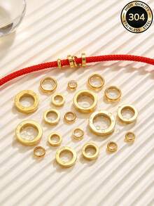 10/20pcs Stainless Steel Gold Spacer Rings, Hollow Circle Beads, Charms For Jewelry Making, DIY Bracelet Necklace Accessories - Spacer Beads - View 1