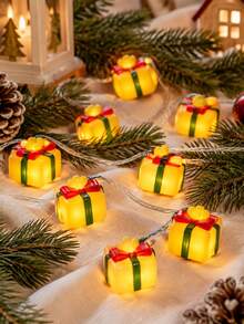 Christmas Gift Box LED String Lights, Cute Gift Box Shaped Night Light, Suitable For Indoor Hanging Decoration, Can Be Used For Christmas Tree, Wreath, Stairs, Window, Fireplace, Holiday Celebration, Party And Home Wall Decoration, Creating A Warm Holiday Atmosphere - 2026 Top 1 Best‑Seller - View 4