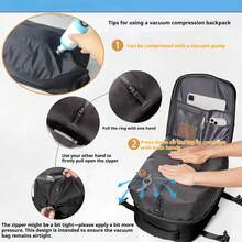 Laptop Backpack For Men And Women, Vacuum Compression Backpack, Large Capacity Travel Backpack, Dry/Wet Separation Independent Shoe Compartment Functional Backpack, Middle School/High School/College Student School Bag, Large Capacity Travel Vacuum Compression Backpack, Multi-Functional Vacuum Compression Storage Bag, Business Casual Integrated Student School Bag, Lightweight Design Fits 14/15.6 Inch Laptop, Carry-On Compatible, Suitable For Travel, Hiking, Commuting - Black - View 1