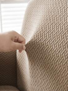 1pc Jacquard Stretch Sofa Cover Elastic Sofa Slipcover Protector Anti-Slip Soft Durable Fabric Pet Child Friendly Easy Fit Wrinkle-Resistant Machine Washable 1 Seater Cushion Cover Sofa Couch Protector For Living Room Home Decor 90x140cm - Camel - View 6